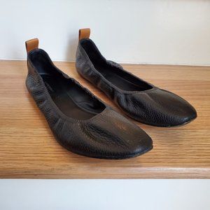 Final Markdown ++ Mercedes Castillo Black Leather Carola Ballet Flats W9